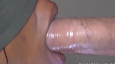 Ebony beauty NinaX gives Nino a sloppy BJ, leading to a creamy finish