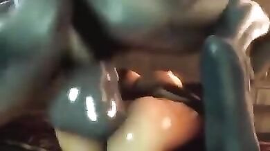 Hot Asian Redhead Prefers Unusual Huge Cocks - Anime Uncensored Hentai Sex Where Muscular Gray Monster Fucks Asian Girl In Anal