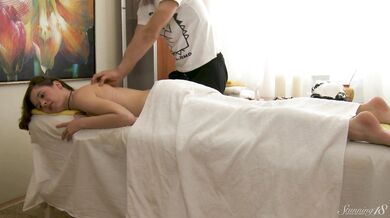 Natural Tits Gala S Rides Her Blond Masseur's Huge Cock!