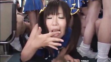 Japanese Cheer Squad Nymphos Bus Orgy (Azumi Miz)