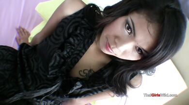 Hot Thai girl gets naked and sucks my dick