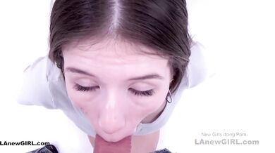 Sexy Brunette Teen fucks Producer at photoshoot