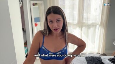 "I'm Tired of Just Watching Let Me Use Your Mouth!" I Spy on My Step Sis and She Caught Me - Facial!