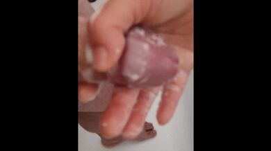 Morning handjob in the bath.