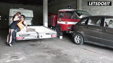 Sexy Redhead Eva Berger Banged Deep By Old Cock and Eats His Jizz - LETSDOEIT