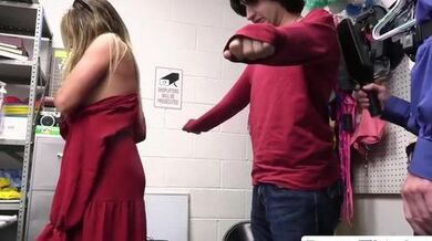 Shoplifter MILF fucked by three mall officers