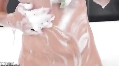 Lubed intense lubed up slippery bathroom sex with venice rose