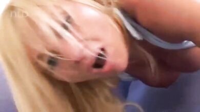 Blonde Milf in blue short dress wants BBC in her pussy