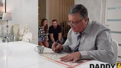 Old fart is going to fuck a kinky tart in a taboo movie