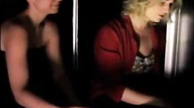 European love story in elevator