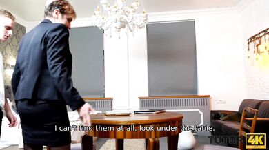 TUTOR4K. Prankster hides tutors glasses and nicely fucks mature woman