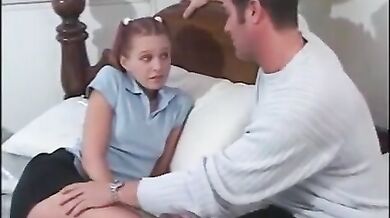 Redhead chick rides the rough cock of her elderly lover and at the same time talks to his wife on the phone slutty teen