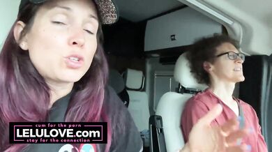 Babe talking all about behind the porn scenes while riding passenger in RV sharing details from candid daily life - Lelu Love