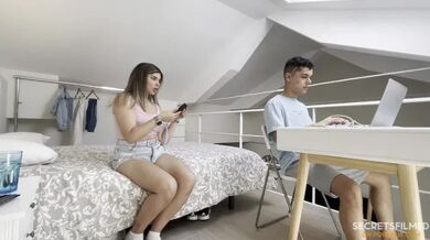 My Stepsister Doesn't Care if I'm Studying, She Wants Me to Fuck Her