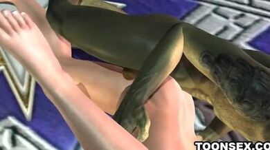 Busty 3D Toon Elf Getting Fucked by a Reptile