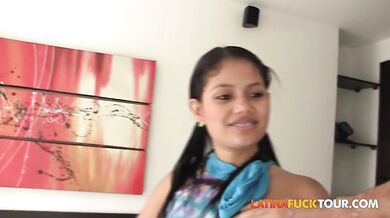 19Yo Petite Latina With Braces Struggling To Fit Big Dick