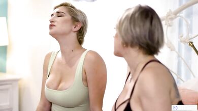 MOMMY'S GIRL Busty Babe And Stepmom Squirting Into Yoga Pants - Dee Williams, Skye Blue