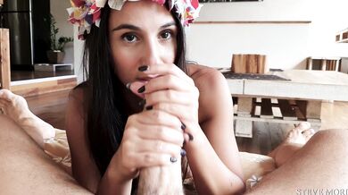 I fuck hard my horny girlfriend's ass in a tropical paradise and I give in her ass a big load of cum