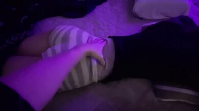 Soothing massage. Lotion ejaculation