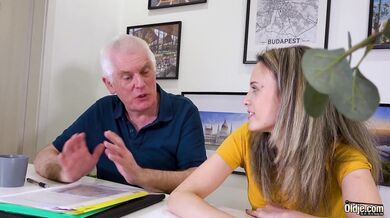 Sexy blonde incredible boobs gets penetrated by a horny grandpa