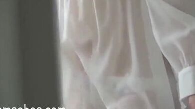 Asian milf sweating in bed