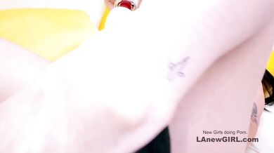 Beautiful Egyptian looking Babe tries out New Instruments