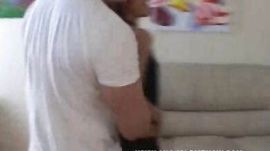 Cuckold Creampie cum swallowing hot wife fucking Sissy locked in Chastity Strap On Pegging and Femdom Swingers Bbc interracia