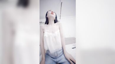 Beautiful model wearing open denim leggings