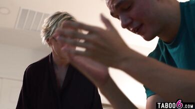 Catfished his huge tits granny MILF stepmom on a dating app