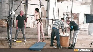 Twink hangs while receiving a blowjob