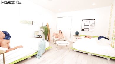 Nicole Auclair's Face Gets Doused In Cum By Two Hard Dicks