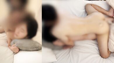 [Stepsister and stepbrother sex at home] "I'll do my best not to speak out...!" Cum in my sweet step