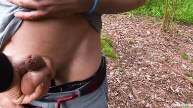 BIGSTR - Kinky Construction Worker Gets Caught Peeing In The Forest, Then Sucks Some Cock