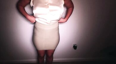 Crossdresser Cuck Cum in Her Clit Cage