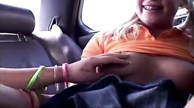 Littile Summer and Lexy fingering hard on Car and Orgasm