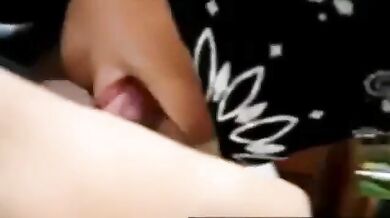 Blindfolded slut cum swallow
