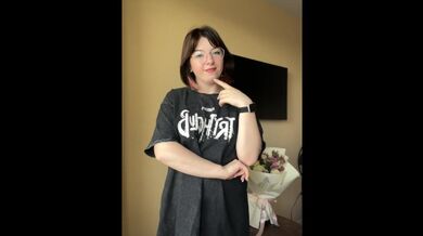 Beautiful brunette shows off her underwear.