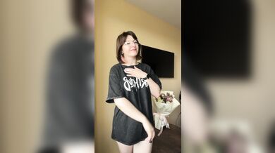 Beautiful brunette shows off her underwear.