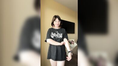 Beautiful brunette shows off her underwear.