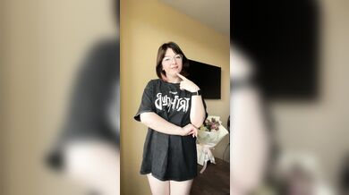 Beautiful brunette shows off her underwear.