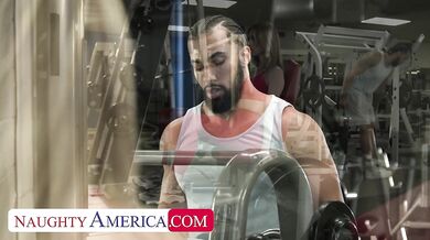 Petite Blonde Anya Olsen Works Out On Some Big Black Cock At They Gym