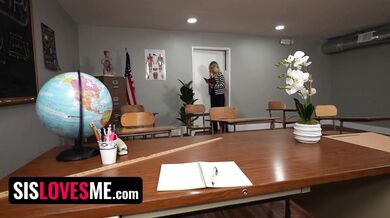 This Teacher is a Freak and Wants a Threesome with Step-Sibling Students