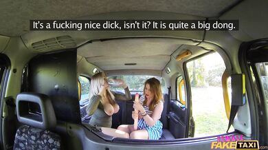 Female Fake Taxi - Two horny lesbians fuck each other with huge sex toy