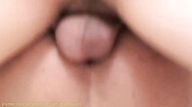 Dark-haired shemale ass fucked by a guy