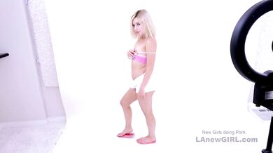 Blonde gets slowly fucked by curved cock in studio