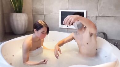 Lubed Fuck in Bathrooom - Japanese Guy Squirts Massively with Slippery Handjob & Creampie in Doggy