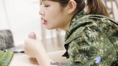 Taiwanese girl Ye Chenxin in uniform with collegue had hard sex.