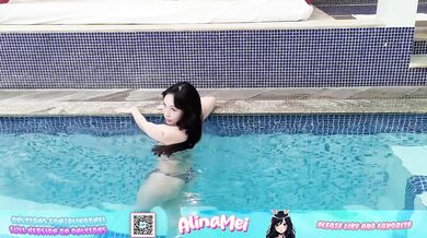 Japanese with big boobs, fucked in the pool and gets a creampie. Asian tight pussy, WMAF