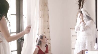 GIRLSWAY Bride Caught Her Love And Bridemaiden Having Sex! SHE JOINS! - April ONeil, Whitney Wright, Bella Rolland