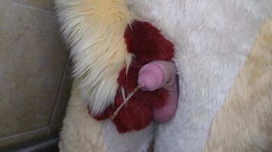 Pissing and cumming for you in fursuit